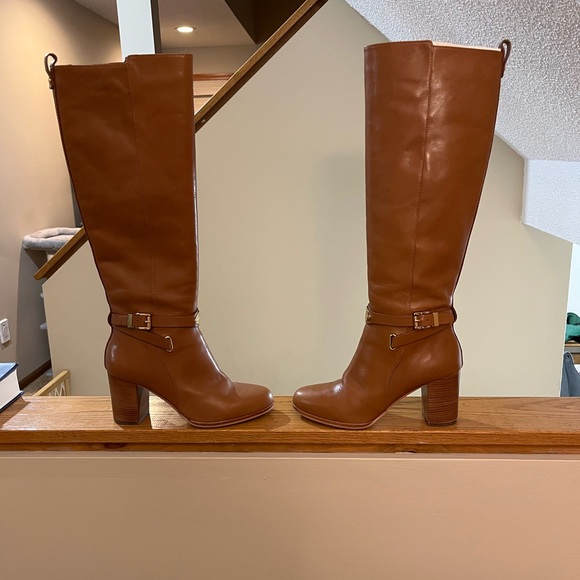 MICHAEL Michael Kors Luggage Color to the Knee Leather Boots - Picture 4 of 5